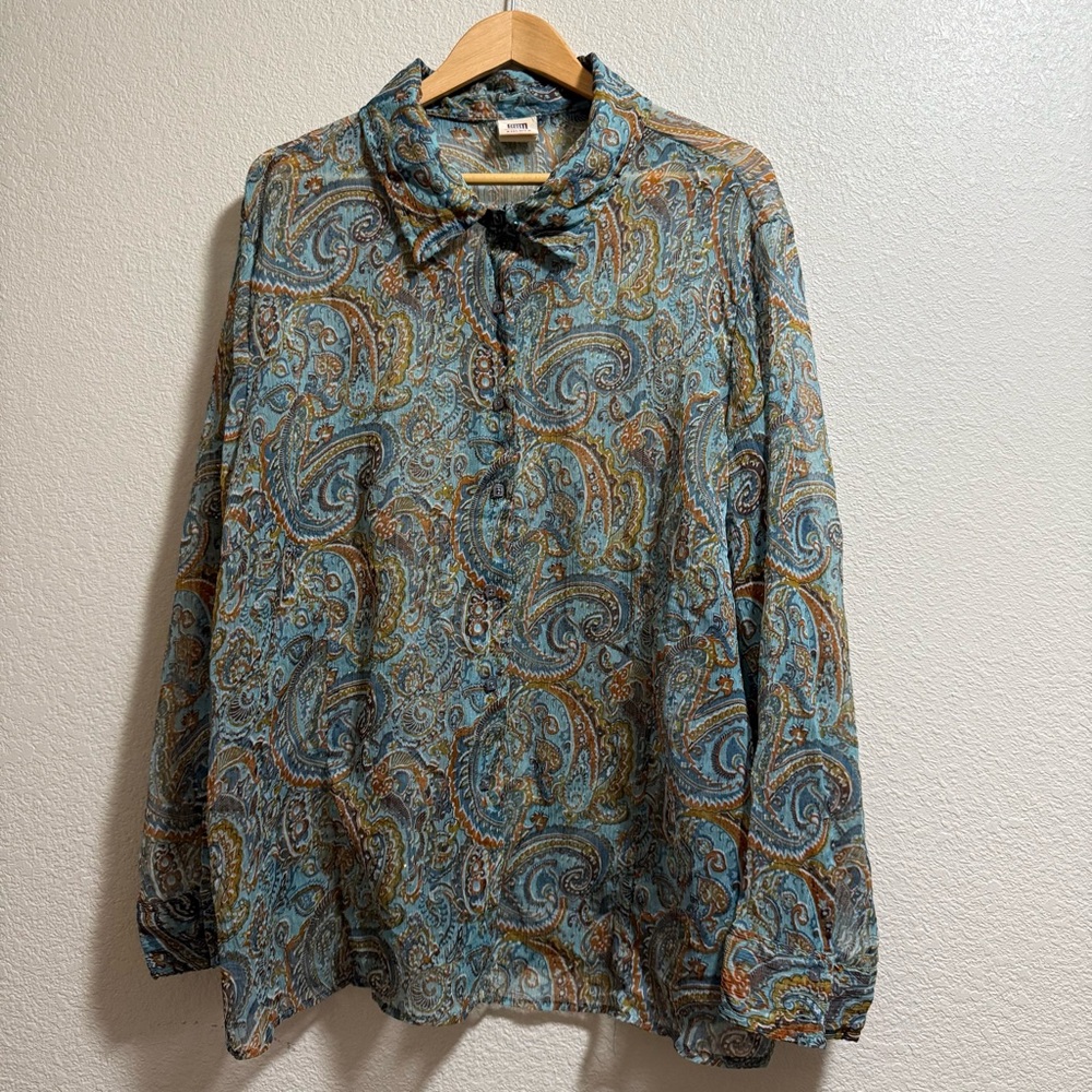 Faded Glory Womens Plus - Sheer Multicolor Paisley Top - Size 26W/28W